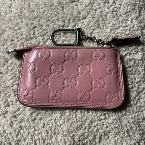 Gucci Handbags - Gucci Guccisima Leather Key Holder Card/Coin Case
Pink Silver
